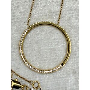 Vintage‎ Michael Kors Necklace Rhinestone Signed Gold Tone Circle 18"